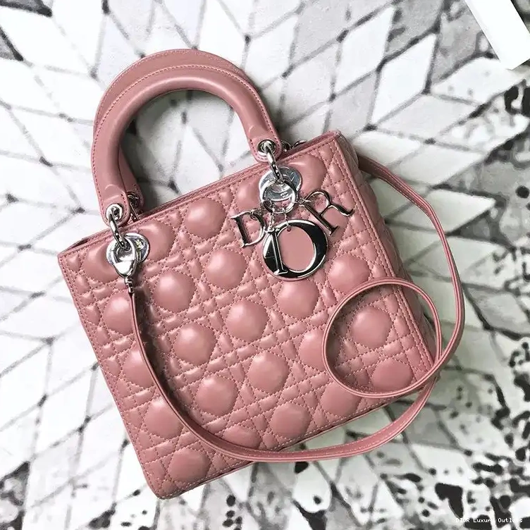 Silver Cannage Medium Lambskin Nude Lady Dior Bag 0629 Luxury